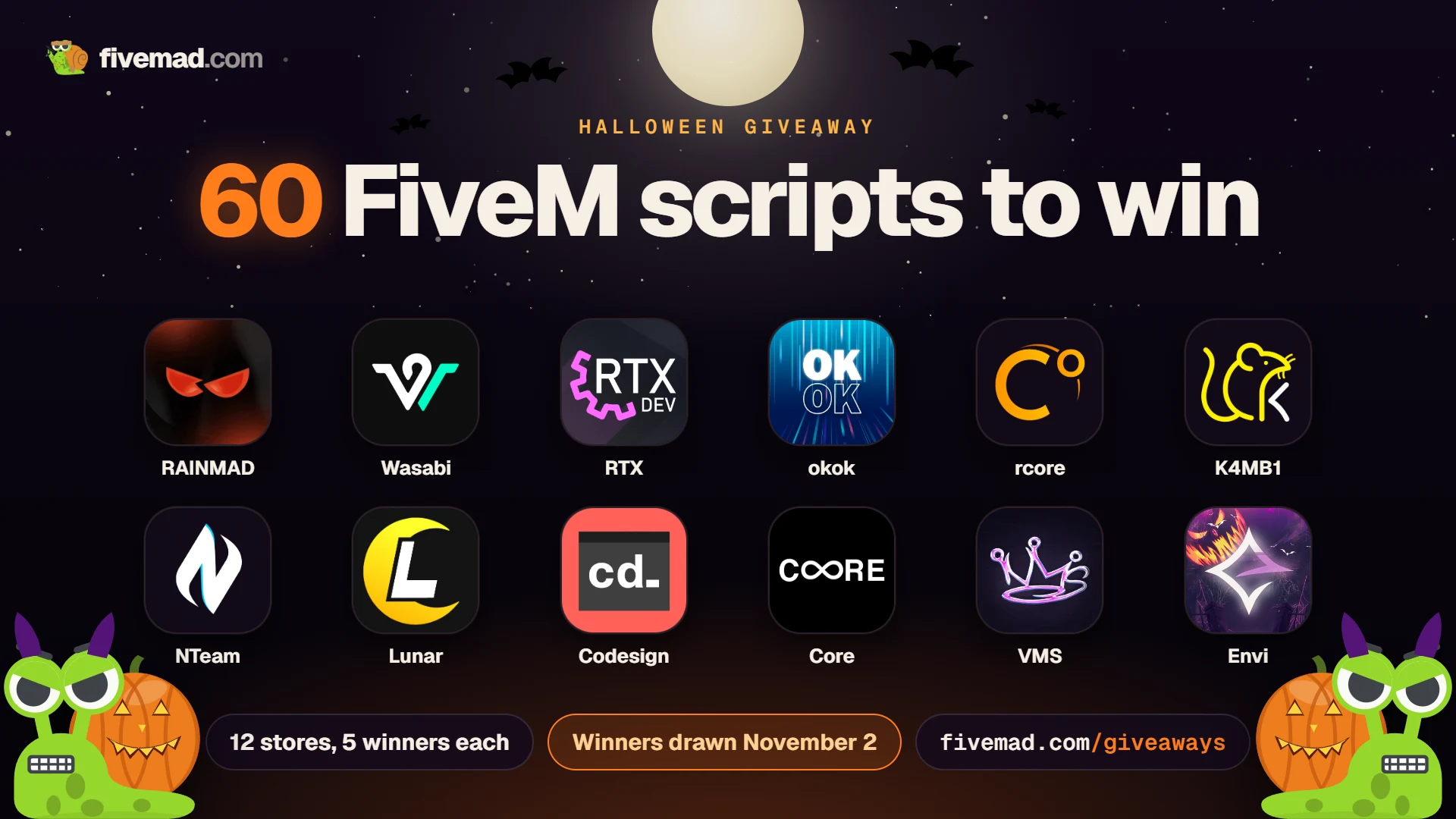 60+ scripts from 12 FiveM stores
