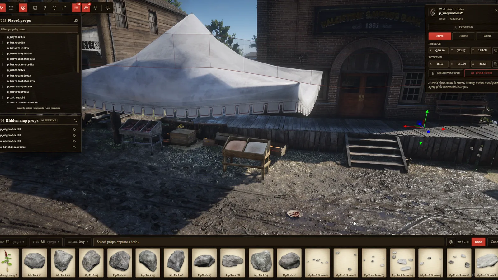 Map objects hidden in Valentine and a market built in their place